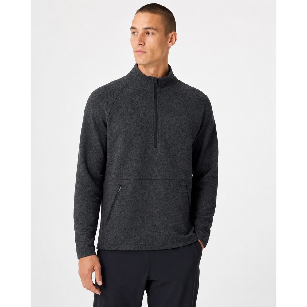 Lululemon Mens At Ease Half-Zip Heathered Black Pullover M3DLUS Size L